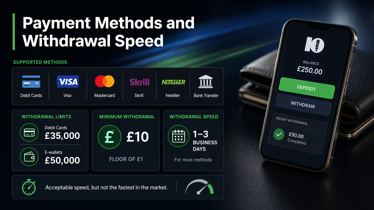 10Bet App - Payment Methods and Withdrawal Speed